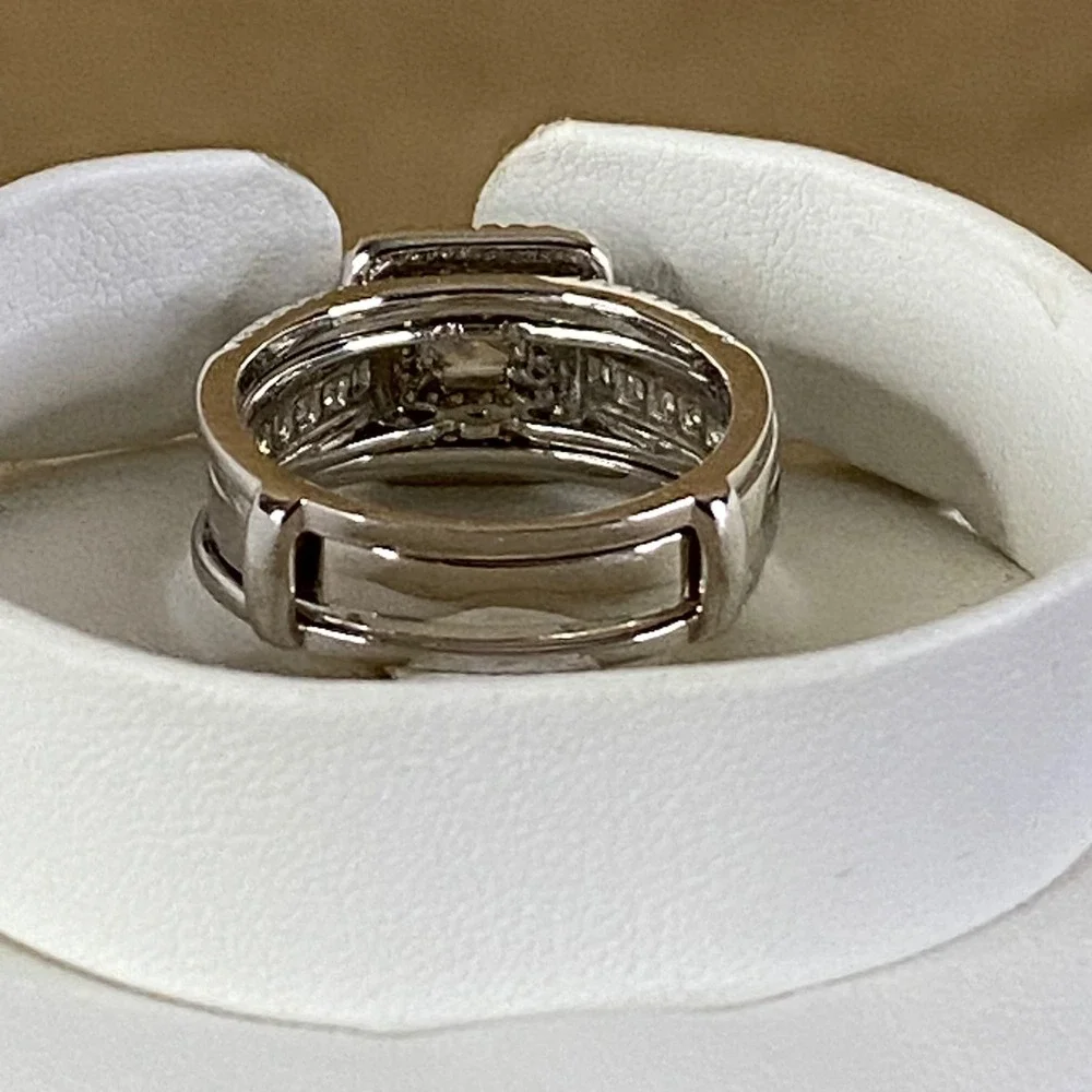 Jeulia Princess Cut Wedding Ring Sterling Silver Bridal‎ Cubic Zirconia Sz 10.5
